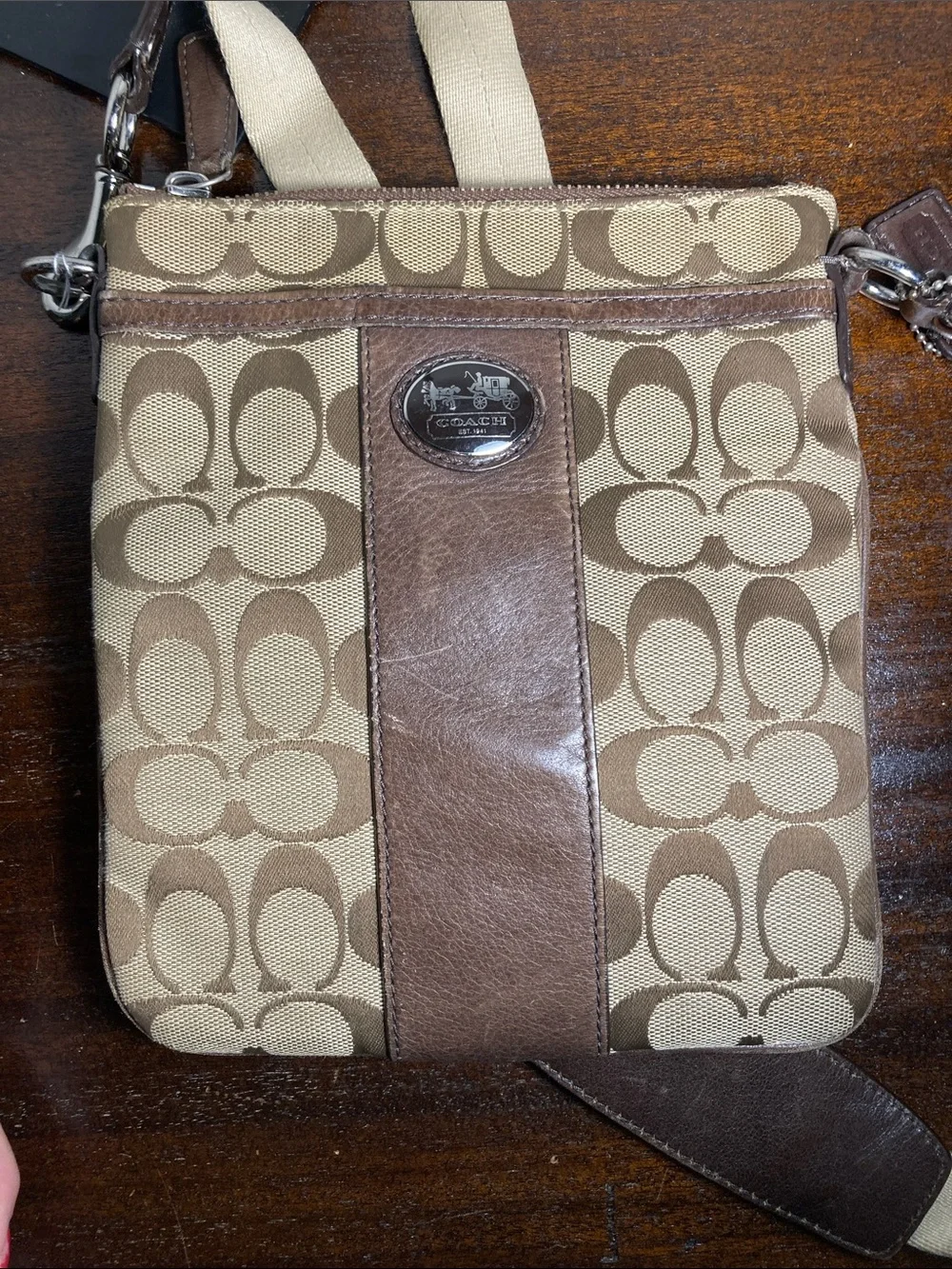 Coach Sutton signature swingpack crosspody bag khaki
